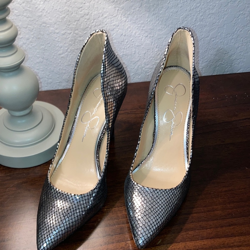 Jessica Simpson Black and Silver Heels